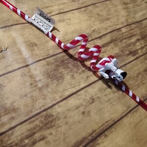 Red & White Spiral Novelty Straw with Puppy Accent